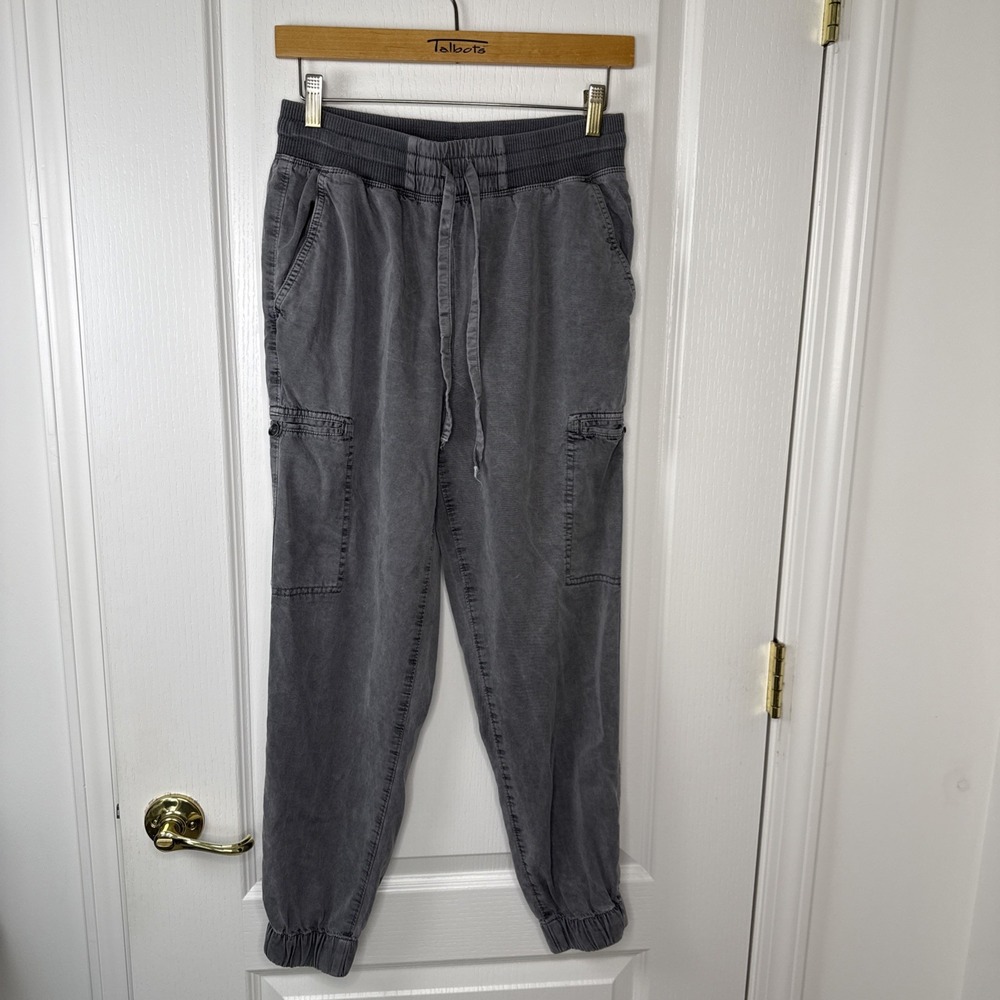 Aerie Womens S Gray Washed Twill Utility Joggers Drawstring Elastic Cuff Pants